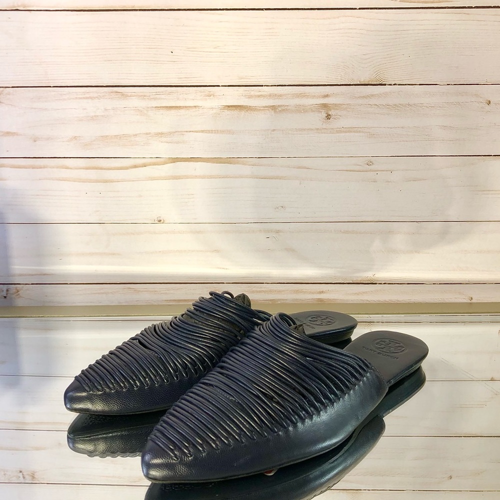 NWOT Tory Burch Sienna Navy Mules Slides